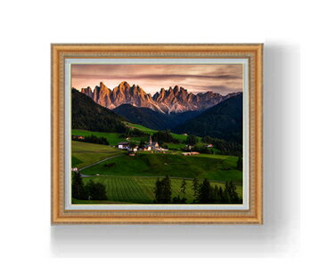 ドロミテの風景 F12サイズ 額入り  油彩 風景画 オリジナルインテリア絵画 風水画 額縁 754×648mm 複製画 送料無料 プレゼント ギフト 開店祝い 開業祝い 退職祝い 新築祝い リビング 玄関 モダン アートフレーム 壁掛け