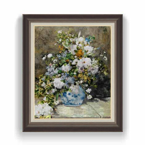 【油絵 直筆仕上げ】ルノワール 春のブーケ F12 【油彩 国内生産 インテリア】絵画 販売 12号 静物画 額縁 736×630mm 複製画 送料無料 プレゼント ギフト 開店祝い 開業祝い 退職祝い 新築祝い リビング 玄関 モダン 壁掛け