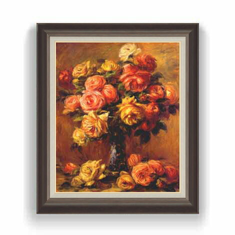 Rakuten - 【油絵 直筆仕上げ】ルノワール バラの花瓶(2) F12 【油彩 国内生産 インテリア】絵画 販売 12号 静物画 額縁 736×630mm 複製画 送料無料 プレゼント ギフト 開店祝い 開業祝い 退職祝い 新築祝い リビング 玄関 モダン 壁掛け