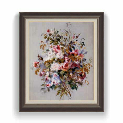 Rakuten - 【油絵 直筆仕上げ】ルノワール ローズのブーケ F12 【油彩 国内生産 インテリア】絵画 販売 12号 静物画 額縁 736×630mm 複製画 送料無料 プレゼント ギフト 開店祝い 開業祝い 退職祝い 新築祝い リビング 玄関 モダン 壁掛け