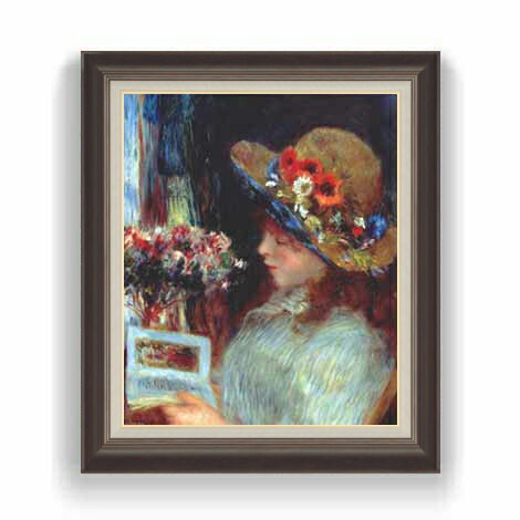 Rakuten - 【油絵 直筆仕上げ】ルノワール 読書をする女 F12 【油彩 国内生産 インテリア】絵画 販売 12号 人物画 額縁 736×630mm 複製画 送料無料 プレゼント ギフト 開店祝い 開業祝い 退職祝い 新築祝い リビング 玄関 モダン 壁掛け