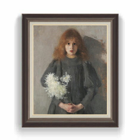 【油絵 直筆仕上げ】ボズナンスカ Girl with Chrysanthemums F12 【油彩 国内生産 インテリア】絵画 販売 12号 人物画 額縁 736×630mm 複製画 送料無料 プレゼント ギフト 開店祝い 開業祝い 退職祝い 新築祝い リビング 壁掛け