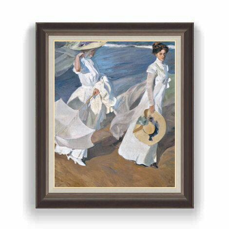 ソローリャ Strolling along the Seashore F12 絵画 販売 12号 人物画 額縁 736×630mm 複製画 送料無料 プレゼント ギフト 開店祝い 開業祝い 退職祝い 新築祝い リビング 壁掛け