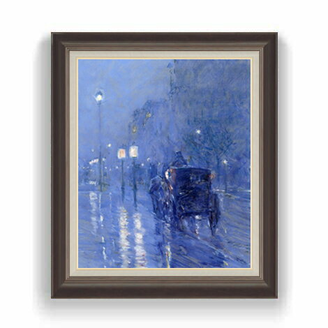 Rakuten - 【油絵 直筆仕上げ】フレデリック・チャイルド・ハッサム Rainy Midnight F12 【油彩 国内生産 インテリア】絵画 販売 12号 風景画額縁 736×630mm 複製画 送料無料 プレゼント ギフト 開店祝い 開業祝い 退職祝い 新築祝い リビング 壁掛け
