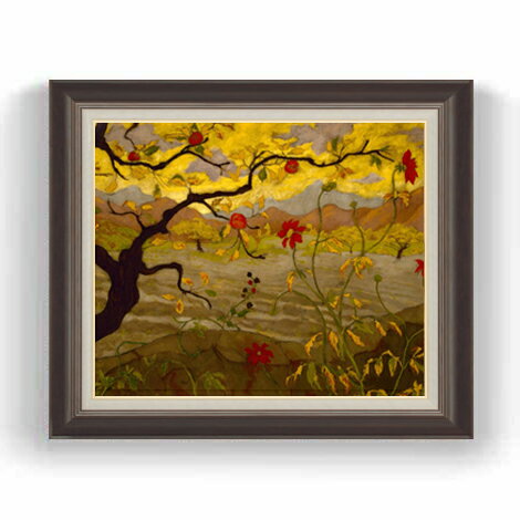 Rakuten - 【油絵 直筆仕上げ】ポール・ランソン Apple Tree with Red Fruit F12 【油彩 国内生産 インテリア】絵画 販売 12号 風景画額縁 736×630mm 複製画 送料無料 プレゼント ギフト 開店祝い 開業祝い 退職祝い 新築祝い リビング 壁掛け