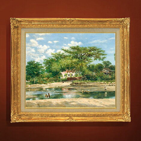 【油絵 直筆仕上げ】フランシスコ・オレール Ponce Silk-Cotton Tree F12 【アップグレード額縁】絵画 販売 12号 風景画額縁 736×630mm 複製画 送料無料 プレゼント ギフト 開店祝い 開業祝い 退職祝い 新築祝い リビング 壁掛け ラッピング 贈り物