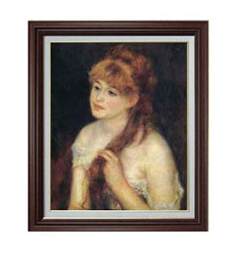 値引 ルノワール 髪を編む少女 ｆ12 油絵 直筆仕上げ 複製画 油彩 国内生産 インテリア 絵画 販売 12号 人物画 ブラウン額縁 757 656mm お歳暮 Www Grangarden Pl