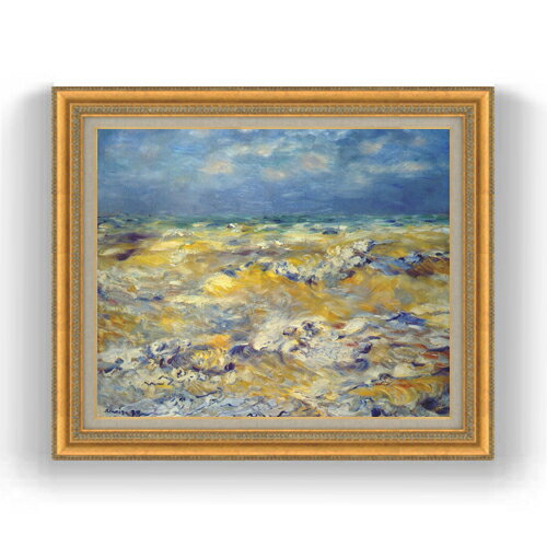 楽天絵画販売アートレスト【油絵 直筆仕上げ】ルノワール ベルヌヴァルの岬 F15 【油彩 国内生産 インテリア】絵画 販売 15号 風景画 ゴールド額縁 800×678mm 複製画 送料無料 プレゼント ギフト 開店祝い 開業祝い 退職祝い 新築祝い リビング 玄関 モダン 壁掛け