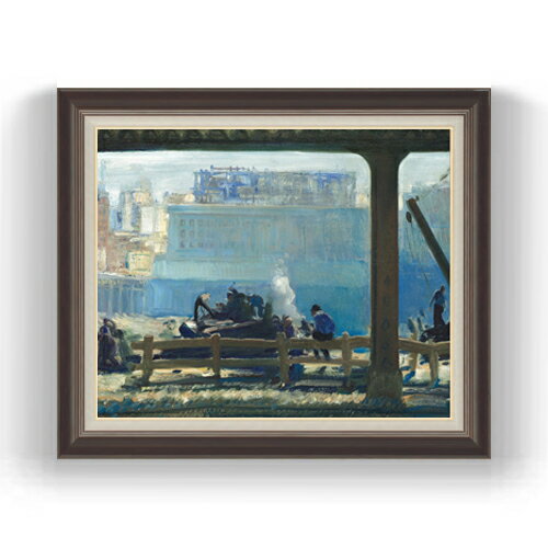 Rakuten - 【油絵 直筆仕上げ】ジョージ・ベローズ Blue Morning F15 【油彩 国内生産 インテリア】絵画 販売 15号 風景画額縁 780×658mm 複製画 送料無料 プレゼント ギフト 開店祝い 開業祝い 退職祝い 新築祝い リビング 壁掛け