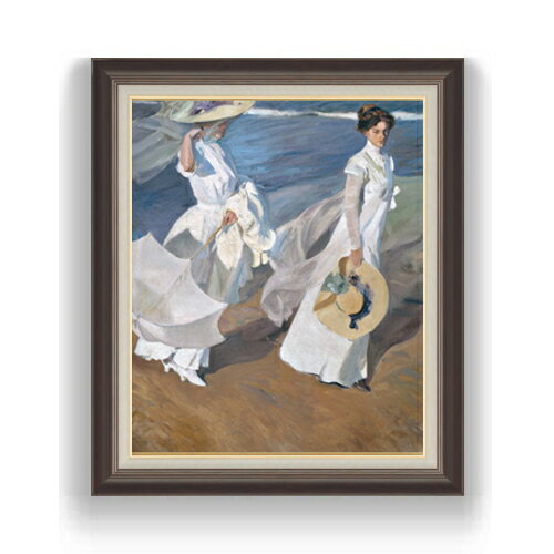 ソローリャ Strolling along the Seashore F15 絵画 販売 15号 人物画 額縁 780×658mm 複製画 送料無料 プレゼント ギフト 開店祝い 開業祝い 退職祝い 新築祝い リビング 壁掛け