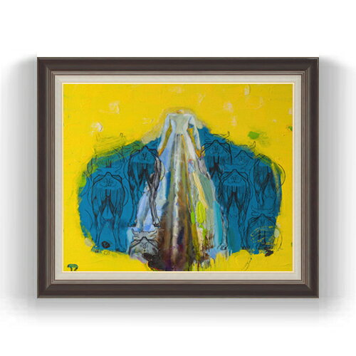 Rakuten - 【油絵 直筆仕上げ】ペースケ カルジュセ・リュウ F15 【油彩 国内生産 インテリア】絵画 販売 15号 抽象画 額縁 780×658mm 複製画 送料無料 プレゼント ギフト 開店祝い 開業祝い 退職祝い 新築祝い リビング 壁掛け