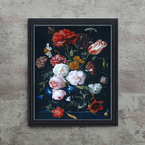 Rakuten - 【油絵 直筆仕上げ】デ・ヘーム 花瓶と花 F15 【油彩 アップグレード額】絵画 販売 15号 静物画 額縁 712×590mm 複製画 送料無料 プレゼント ギフト 開店祝い 開業祝い 退職祝い 新築祝い リビング 玄関 モダン 壁掛け