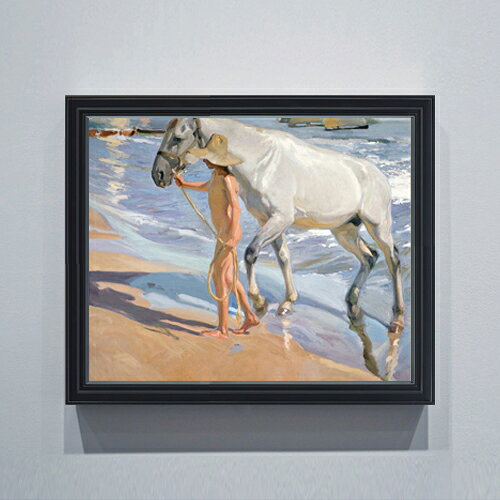 【油絵 直筆仕上げ】ソローリャ The Horses Bath F15 【油彩 アップグレード額】絵画 販売 15号 風景画額縁 712×590mm 複製画 送料無料 プレゼント ギフト 開店祝い 開業祝い 退職祝い 新築祝い リビング 玄関 モダン 壁掛け