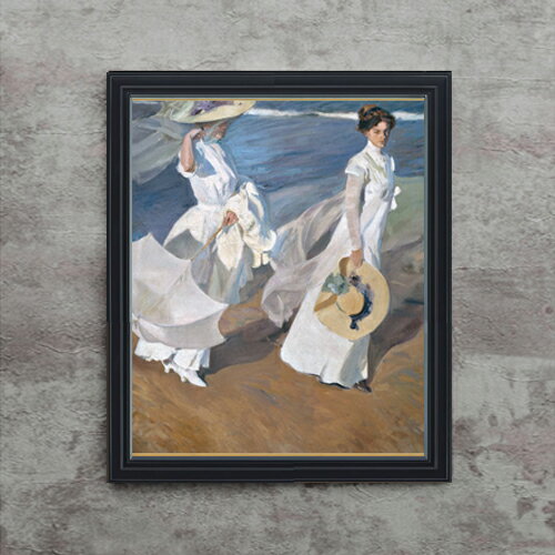 ソローリャ Strolling along the Seashore F15 絵画 販売 15号 人物画 額縁 712×590mm 複製画 送料無料 プレゼント ギフト 開店祝い 開業祝い 退職祝い 新築祝い リビング 玄関 モダン 壁掛け