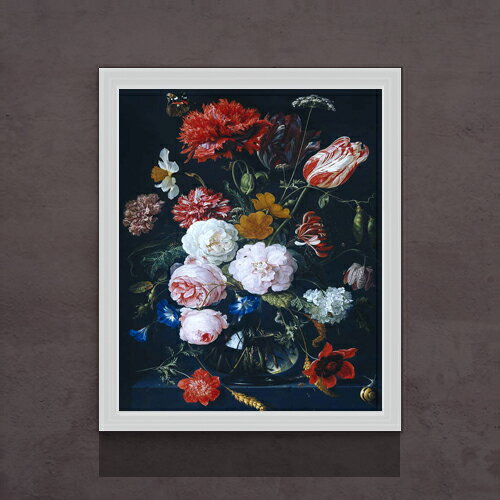 Rakuten - 【油絵 直筆仕上げ】デ・ヘーム 花瓶と花 F15 【油彩 アップグレード額】絵画 販売 15号 静物画 額縁 712×590mm 複製画 送料無料 プレゼント ギフト 開店祝い 開業祝い 退職祝い 新築祝い リビング 玄関 モダン 壁掛け