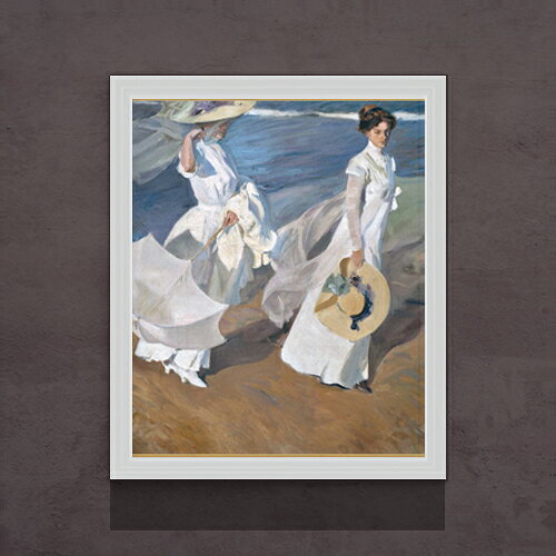 ソローリャ Strolling along the Seashore F15 絵画 販売 15号 人物画 額縁 712×590mm 複製画 送料無料 プレゼント ギフト 開店祝い 開業祝い 退職祝い 新築祝い リビング 玄関 モダン 壁掛け