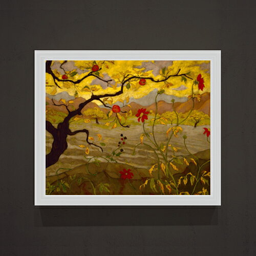 ポール・ランソン Apple Tree with Red Fruit F15 絵画 販売 15号 風景画額縁 712×590mm 複製画 送料無料 プレゼント ギフト 開店祝い 開業祝い 退職祝い 新築祝い リビング 玄関 モダン 壁掛け