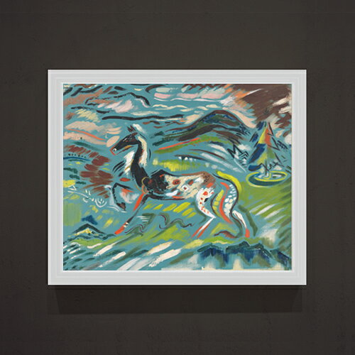 【油絵 直筆仕上げ】クビンチャン 馬（1937） F15 【油彩 アップグレード額】絵画 販売 15号 抽象画 額縁 712×590mm 複製画 送料無料 プレゼント ギフト 開店祝い 開業祝い 退職祝い 新築祝い リビング 玄関 モダン 壁掛け ラッピング