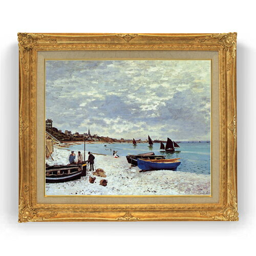 Rakuten - 【油絵 直筆仕上げ】クロード・モネ The Beach at Sainte -Adresse F15 【アップグレード額縁】絵画 販売 15号 風景画額縁 781×660mm 複製画 送料無料