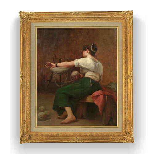 Rakuten - 【油絵 直筆仕上げ】ファウストゾナロ Woman Winding Wool F15 【アップグレード額縁】絵画 販売 15号 人物画 額縁 781×660mm 複製画 送料無料 プレゼント ギフト 開店祝い 開業祝い 退職祝い 新築祝い リビング 壁掛け