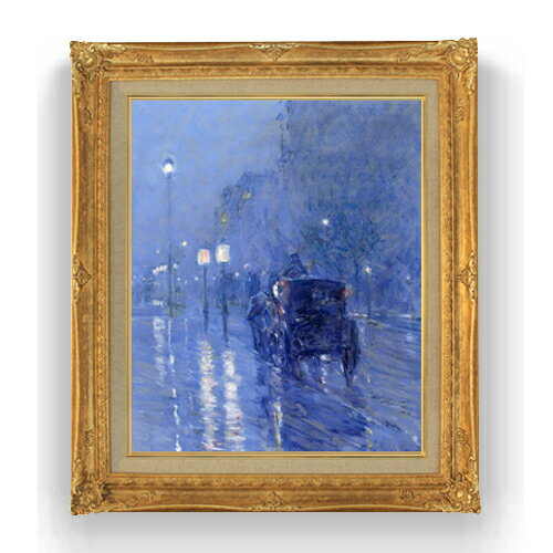 Rakuten - 【油絵 直筆仕上げ】フレデリック・チャイルド・ハッサム Rainy Midnight F15 【アップグレード額縁】絵画 販売 15号 風景画額縁 781×660mm 複製画 送料無料 プレゼント ギフト 開店祝い 開業祝い 退職祝い 新築祝い リビング 壁掛け