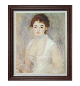 Rakuten - 【油絵 直筆仕上げ】ルノワール アンリオ夫人 F15 【油彩 国内生産 インテリア】絵画 販売 15号 人物画 ブラウン額縁 800×678mm 複製画 送料無料 プレゼント ギフト 開店祝い 開業祝い 退職祝い 新築祝い リビング 玄関 モダン 壁掛け