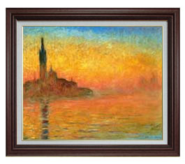【油絵 直筆仕上げ】クロード・モネ 黄昏、ヴェネツィア F15 【油彩 国内生産 インテリア】絵画 販売 15号 風景画 ブラウン額縁 800×678mm 複製...