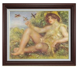 Rakuten - 【油絵 直筆仕上げ】ルノワール 羊飼いの少年 F15 【油彩 国内生産 インテリア】絵画 販売 15号 人物画 ブラウン額縁 800×678mm 複製画 送料無料 プレゼント ギフト 開店祝い 開業祝い 退職祝い 新築祝い リビング 玄関 モダン 壁掛け