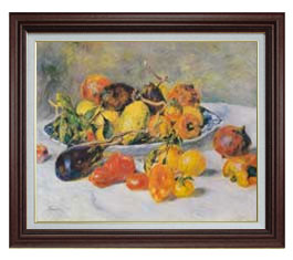 樂天商城 - 【油絵 直筆仕上げ】ルノワール 南仏の果物 F15 【油彩 国内生産 インテリア】絵画 販売 15号 静物画 ブラウン額縁 800×678mm 複製画 送料無料 プレゼント ギフト 開店祝い 開業祝い 退職祝い 新築祝い リビング 玄関 モダン 壁掛け