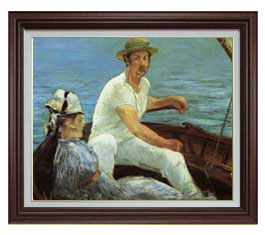 【油絵 直筆仕上げ】エドゥアール・マネ 船遊び F15 【油彩 国内生産 インテリア】絵画 販売 15号 人物画 ブラウン額縁 800×678mm 複製画 送料無料 プレゼント ギフト 開店祝い 開業祝い 退職祝い 新築祝い リビング 玄関 モダン 壁掛け