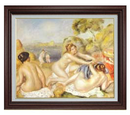 【油絵 直筆仕上げ】ルノワール 3人の浴女 F15 【油彩 国内生産 インテリア】絵画 販売 15号 人物画 ブラウン額縁 800×678mm 複製画 送料無料 プレゼント ギフト 開店祝い 開業祝い 退職祝い 新築祝い リビング 玄関 モダン 壁掛け