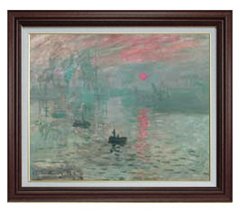 【油絵 直筆仕上げ】クロード・モネ 印象、日の出 F15 【油彩 国内生産 インテリア】絵画 販売 15号 風景画 ブラウン額縁 800×678mm 複製画 送...