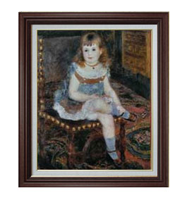 【油絵 直筆仕上げ】ルノワール すわるジョルジェット・シャルパンティエ嬢 F15 【油彩 国内生産 インテリア】絵画 販売 15号 人物画 ブラウン額縁 800×678mm 複製画 送料無料