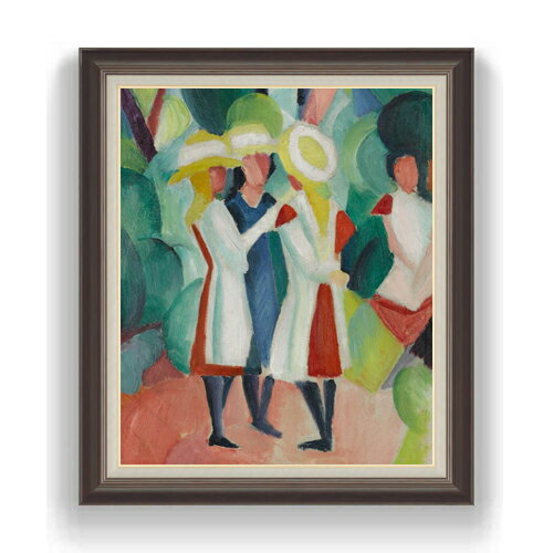 Rakuten - 【油絵 直筆仕上げ】アウグスト・マッケ Three girls in yellow straw hats I F20 【油彩 キャンバス 国内生産 インテリア】絵画 販売 20号 抽象画 863×734mm 複製画 送料無料