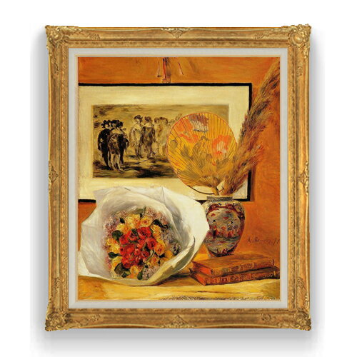 Rakuten - 【油絵 直筆仕上げ】ルノワール 花束 F20 【油彩 キャンバス 国内生産 インテリア】絵画 販売 20号 静物画 865×736mm 複製画 送料無料 プレゼント ギフト 開店祝い 開業祝い 退職祝い 新築祝い リビング 玄関 モダン 壁掛け