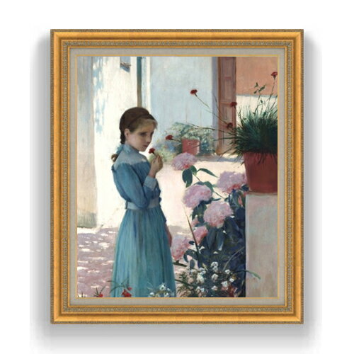 楽天絵画販売アートレスト【油絵 直筆仕上げ】ルシニョール The girl with carnation F20 【油彩 キャンバス 国内生産 インテリア】絵画 販売 20号 人物画 883×754mm 複製画 送料無料 プレゼント ギフト 開店祝い 開業祝い 退職祝い 新築祝い リビング 玄関 モダン 壁掛け