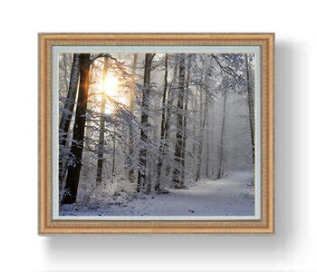 【油絵 直筆仕上げ】冬、木漏れ日 F20サイズ 883×754mm 額入り 油彩 風景画 オリジナルインテリア絵画 ..