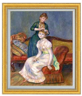 再再販 ルノワール 髪かざり ｆ 油絵 直筆仕上げ 複製画 油彩 国内生産 インテリア 絵画 販売 号 人物画 ゴールド額縁 7 766mm 高質で安価 Gotofathers Com