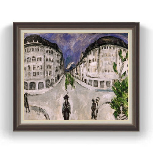 Rakuten - 【油絵 直筆仕上げ】キルヒナー Street at Schneberg City Park F20 【額入り】絵画 販売 20号 抽象画 863×734mm 複製画 送料無料 プレゼント ギフト 開店祝い 開業祝い 退職祝い 新築祝い リビング 壁掛け