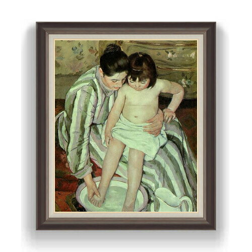Rakuten - 【油絵 直筆仕上げ】メアリー・カサット 子供の入浴 F20 【額入り】絵画 販売 20号 人物画 863×734mm 複製画 送料無料 プレゼント ギフト 開店祝い 開業祝い 退職祝い 新築祝い リビング 壁掛け