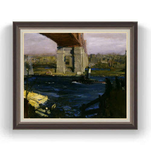 【油絵 直筆仕上げ】ジョージ・ベローズ Bridge, Blackwell’s Island F20 【額入り】絵画 販売 20号 風景画 863×734mm 複製画 送料無料