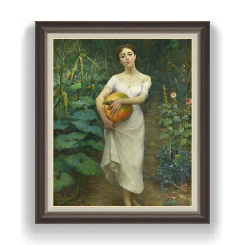 【油絵 直筆仕上げ】ファウストゾナロ Young Girl Carrying a Pumpkin F20 【額入り】絵画 販売 20号 人物画 863×734mm 複製画 送料無料