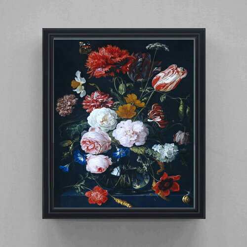 樂天商城 - 【油絵 直筆仕上げ】デ・ヘーム 花瓶と花 F20 【油彩 キャンバス シンプルフレーム】絵画 販売 20号 静物画 795×673mm 複製画 送料無料 プレゼント ギフト 開店祝い 開業祝い 退職祝い 新築祝い リビング 玄関 モダン 壁掛け