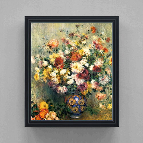 乐天商城 - 【油絵 直筆仕上げ】ルノワール Vase of Chrysanthemums F20 【油彩 キャンバス シンプルフレーム】絵画 販売 20号 静物画 795×673mm 複製画 送料無料 プレゼント ギフト 開店祝い 開業祝い 退職祝い 新築祝い リビング 玄関 モダン 壁掛け