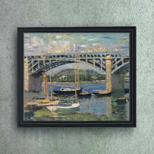 Rakuten - 【油絵 直筆仕上げ】クロード・モネ アルジャントゥイユの橋3 F20 【油彩 キャンバス シンプルフレーム】絵画 販売 20号 風景画 795×673mm 複製画 送料無料 プレゼント ギフト 開店祝い 開業祝い 退職祝い 新築祝い リビング 玄関 モダン 壁掛け