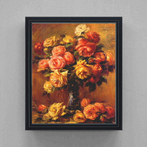 【油絵 直筆仕上げ】ルノワール バラの花瓶(2) F20 【油彩 キャンバス シンプルフレーム】絵画 販売 20号 風景画 795×673mm 複製画 送料無料 プレゼント ギフト 開店祝い 開業祝い 退職祝い 新築祝い リビング 玄関 モダン 壁掛け