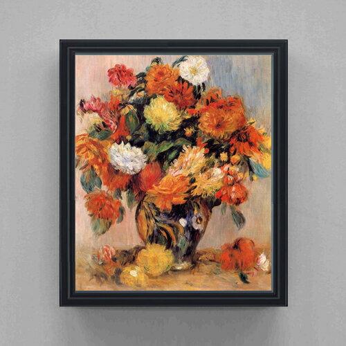 Rakuten - 【油絵 直筆仕上げ】ルノワール 花瓶の花 F20 【油彩 キャンバス シンプルフレーム】絵画 販売 20号 静物画 795×673mm 複製画 送料無料 プレゼント ギフト 開店祝い 開業祝い 退職祝い 新築祝い リビング 玄関 モダン 壁掛け