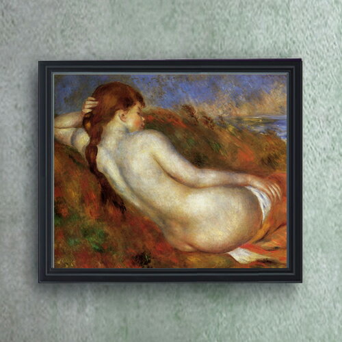 Rakuten - 【油絵 直筆仕上げ】ルノワール 寄りかかる裸婦像(2) F20 【油彩 キャンバス シンプルフレーム】絵画 販売 20号 人物画 795×673mm 複製画 送料無料 プレゼント ギフト 開店祝い 開業祝い 退職祝い 新築祝い リビング 玄関 モダン 壁掛け