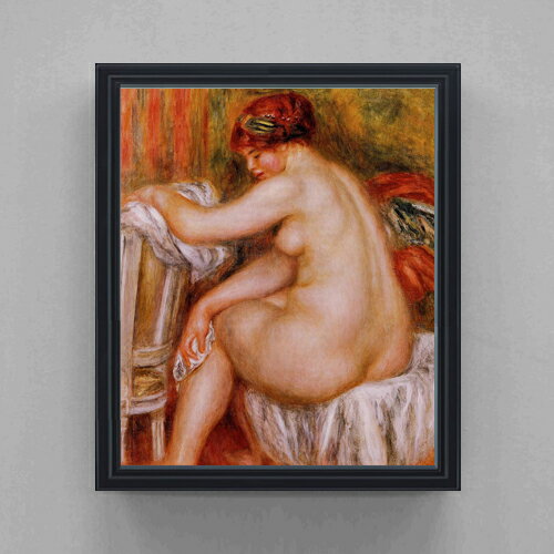 Rakuten - 【油絵 直筆仕上げ】ルノワール 座る裸婦(2) F20 【油彩 キャンバス シンプルフレーム】絵画 販売 20号 人物画 795×673mm 複製画 送料無料 プレゼント ギフト 開店祝い 開業祝い 退職祝い 新築祝い リビング 玄関 モダン 壁掛け