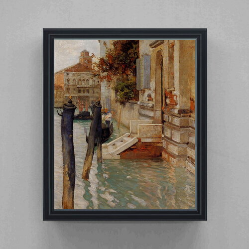 【油絵 直筆仕上げ】フリット・タヴロー ヴェニス、運河沿い F20 【油彩 キャンバス シンプルフレーム】絵画 販売 20号 風景画 795×673mm 複製画 送料無料 プレゼント ギフト 開店祝い 開業祝い 退職祝い 新築祝い リビング 玄関 モダン 壁掛け